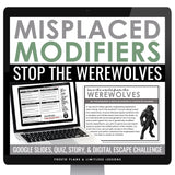 Misplaced Modifiers Escape Room Digital Grammar Activity, Google Slides, & Quiz