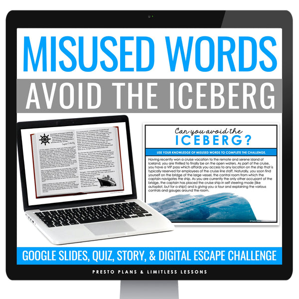 Commonly Confused Words Escape Room Digital Activity, Google Slides, and Quiz