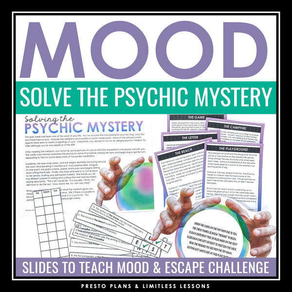 Mood Literary Device Presentation and Fiction Escape Room Reading Activity