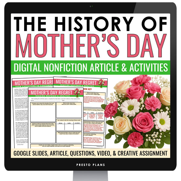 Mother's Day Nonfiction Reading Comprehension Digital Article & Activities