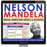 Nelson Mandela Nonfiction Reading Comprehension Digital Article and Activities
