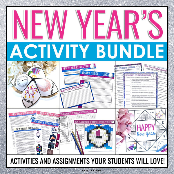 New Year's Activity Bundle - Assignments, Games, and Activities for the New Year