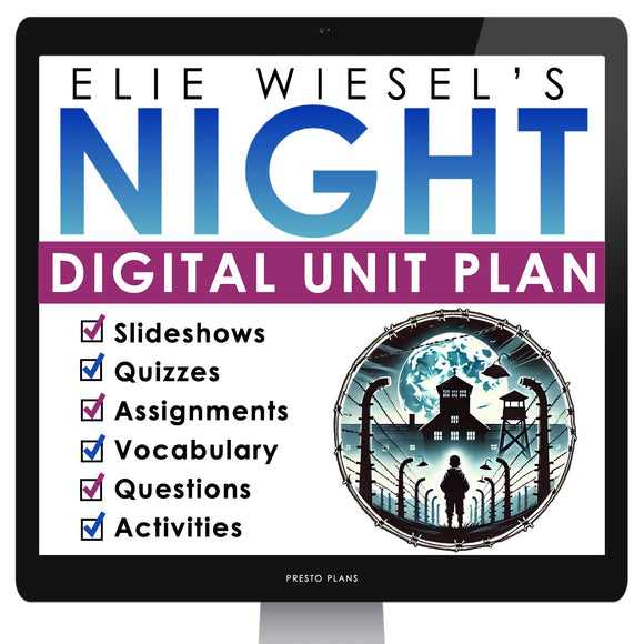 Night by Elie Wiesel Unit Plan - Novel Study Memoir Reading Unit - Digital