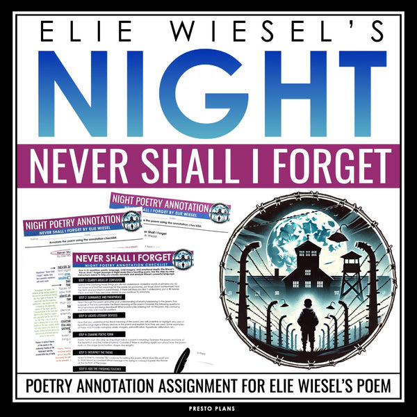 Night by Elie Wiesel Poetry Analysis Assignment - Never Shall I Forget Poem