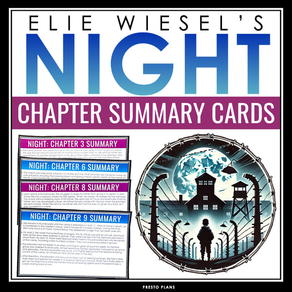 Night Chapter Summaries - Plot Summary Cards for Elie Wiesel's Novel Memoir