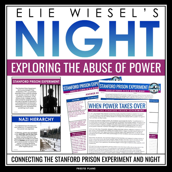 Night by Elie Wiesel - Abuse of Power Activity Slides, Article, and Assignment