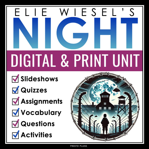Night by Elie Wiesel Unit Plan - Novel Study Memoir Unit Digital Print Bundle