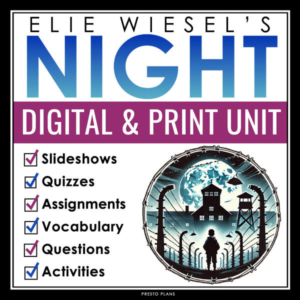 Night by Elie Wiesel Unit Plan - Novel Study Memoir Unit Digital Print Bundle