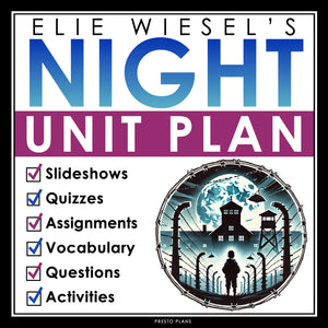 Night by Elie Wiesel Unit Plan - Novel Study Memoir Reading Unit