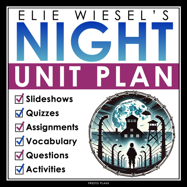Night by Elie Wiesel Unit Plan - Novel Study Memoir Reading Unit