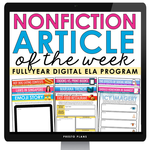 Nonfiction Article of the Week - Digital Reading Slides, Articles, & Activities