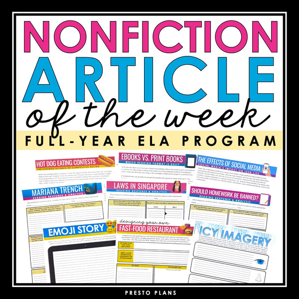 Nonfiction Article of the Week - Reading Comprehension & Analysis Activities