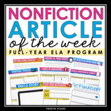 Nonfiction Article of the Week - Reading Comprehension & Analysis Activities