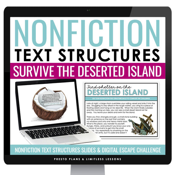 Nonfiction Text Structures Presentation & Escape Room Digital Reading Activity