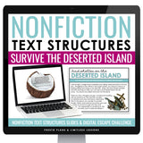 Nonfiction Text Structures Presentation & Escape Room Digital Reading Activity