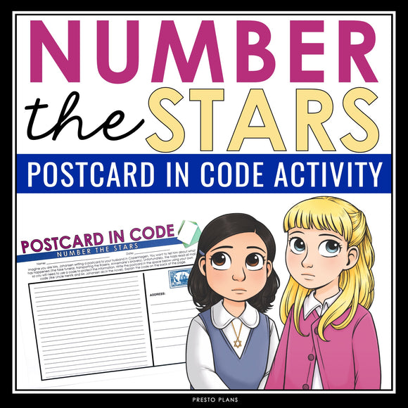 Number the Stars Assignment - Postcard in Code Creative Writing Novel Activity