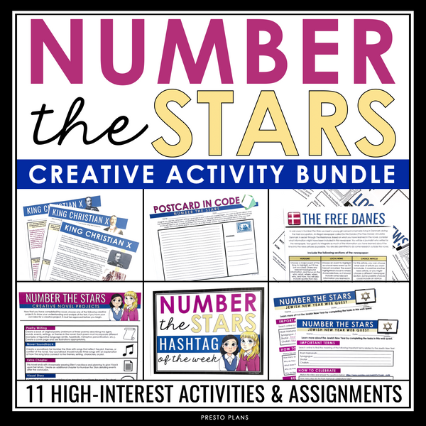 Number the Stars Activity Bundle - Creative Activities & Assignments Lois Lowry