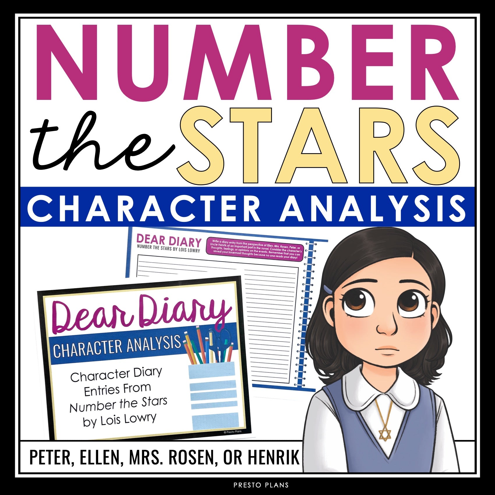 Number the Stars Assignment - Character Diary Writing in Lois Lowry's