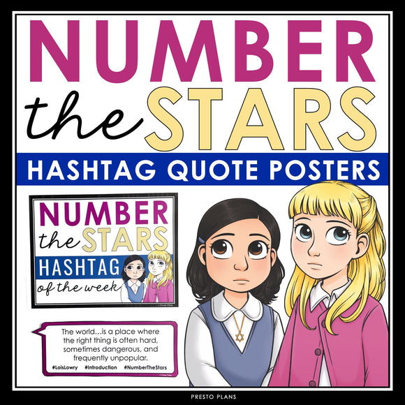 Number the Stars Posters - Hashtag Quote Bulletin Board for Lois Lowry's Novel