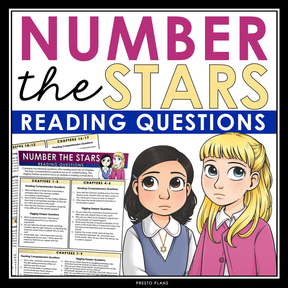 Number the Stars Questions - Comprehension & Analysis Reading Chapter Questions