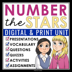 Number the Stars Unit Plan - Novel Study Reading Unit - Digital Print Bundle