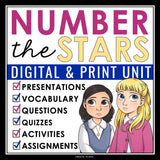 Number the Stars Unit Plan - Novel Study Reading Unit - Digital Print Bundle
