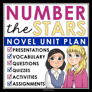 Number the Stars Unit Plan - Novel Study Reading Unit Bundle - Lois Lowry