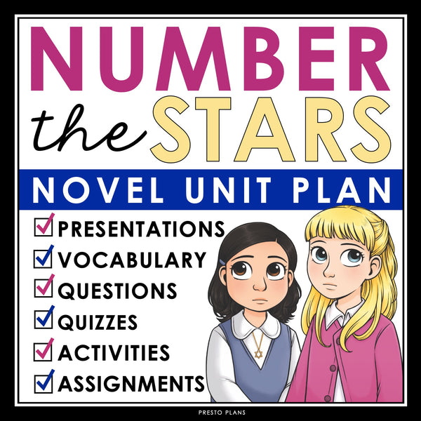 Number the Stars Unit Plan - Novel Study Reading Unit Bundle - Lois Lowry