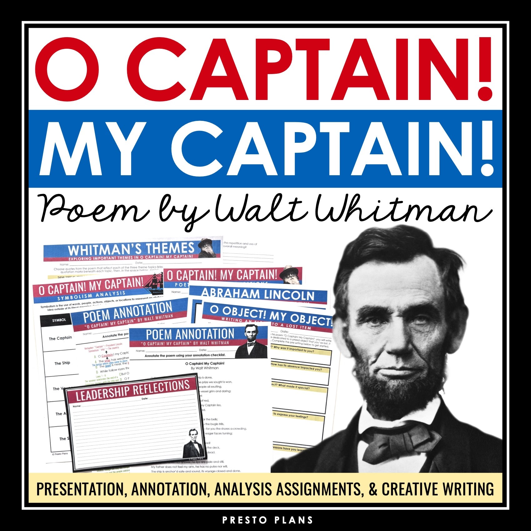 O Captain! My Captain! by Walt Whitman Poetry Lesson, Activities, & As