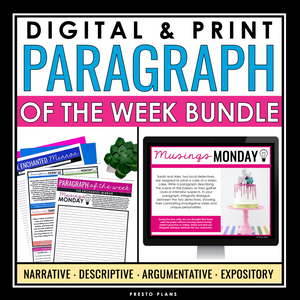 Paragraph of the Week - Writing Bell Ringers for English - Digital Print Bundle