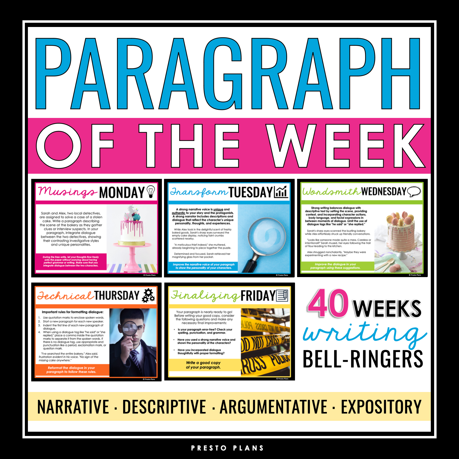 Paragraph of the Week - Writing Bell Ringers Program for Middle 