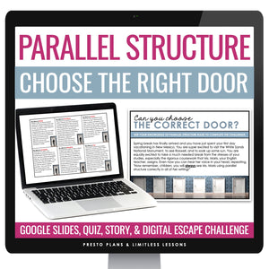 Parallel Structure Grammar Escape Room Digital Activity, Google Slides, and Quiz