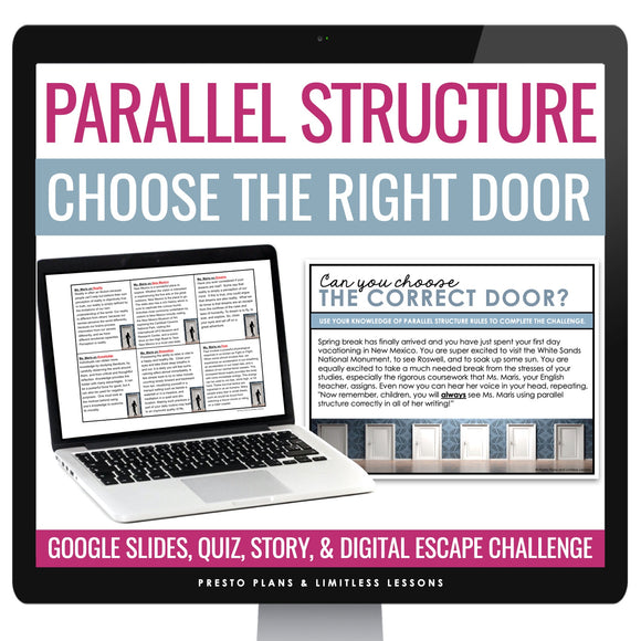 Parallel Structure Grammar Escape Room Digital Activity, Google Slides, and Quiz