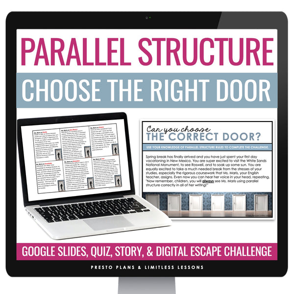 Parallel Structure Grammar Escape Room Digital Activity, Google Slides, and Quiz
