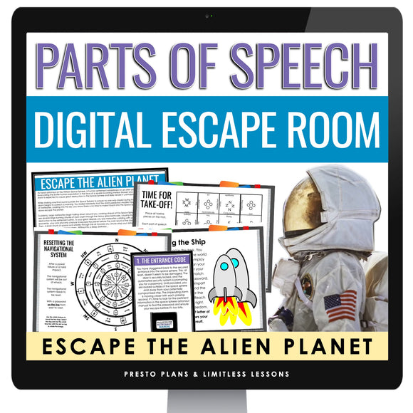 Parts of Speech Escape Room Bell Ringers - Digital Classroom Grammar Game