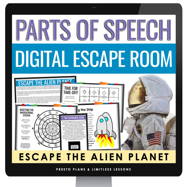 Parts of Speech Escape Room Bell Ringers - Digital Classroom Grammar Game