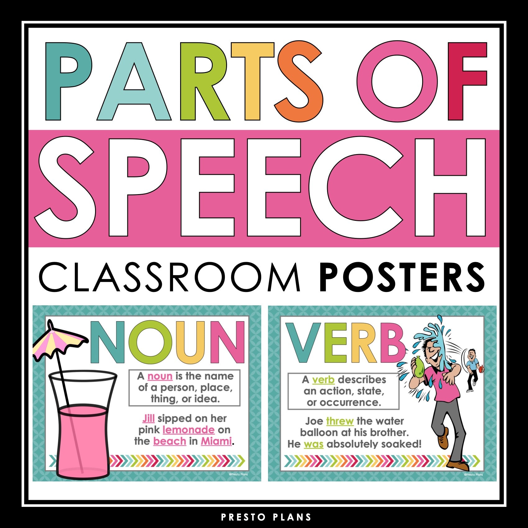 parts-of-speech-posters-classroom-bulletin-board-grammar-decor-displ-presto-plans for Free Parts Of Speech Printable Parts of Speech Posters - Classroom Bulletin Board Grammar Decor Displ – Presto Plans for Free Parts Of Speech Printable