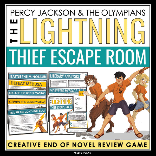 Percy Jackson and The Lightning Thief Escape Room Review Activity for The Novel