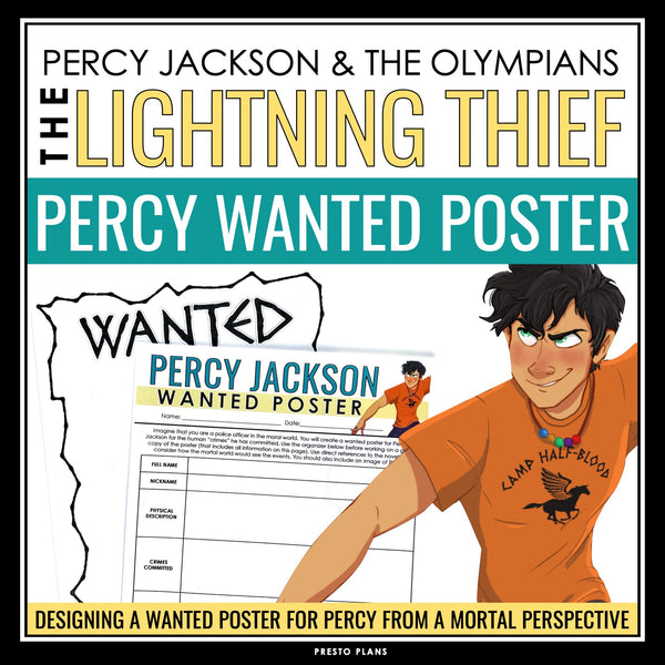 Percy Jackson and The Lightning Thief Activity - Percy's Wanted Poster Project