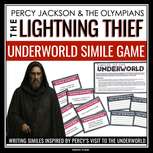 Percy Jackson and The Lightning Thief Activity - The Underworld Simile Game