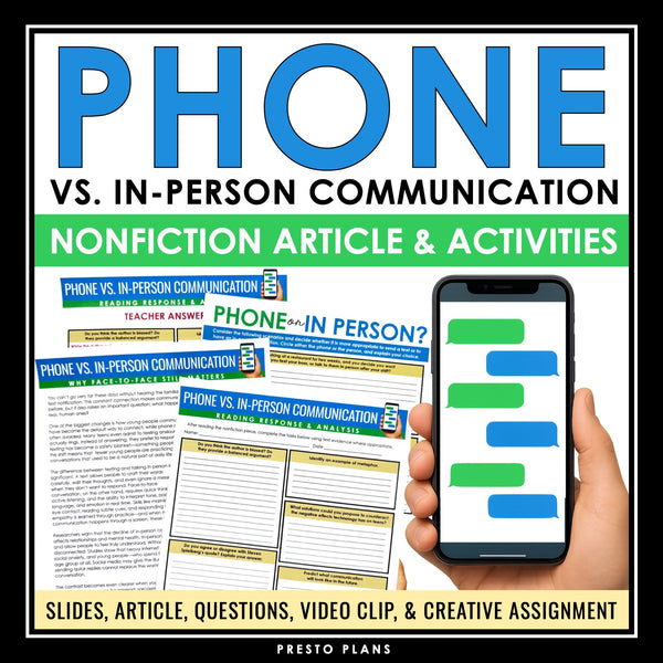Nonfiction Reading Comprehension Article and Activities - Communication