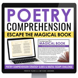 Poetry Reading Comprehension Slides & Digital Escape Room Reading Activity