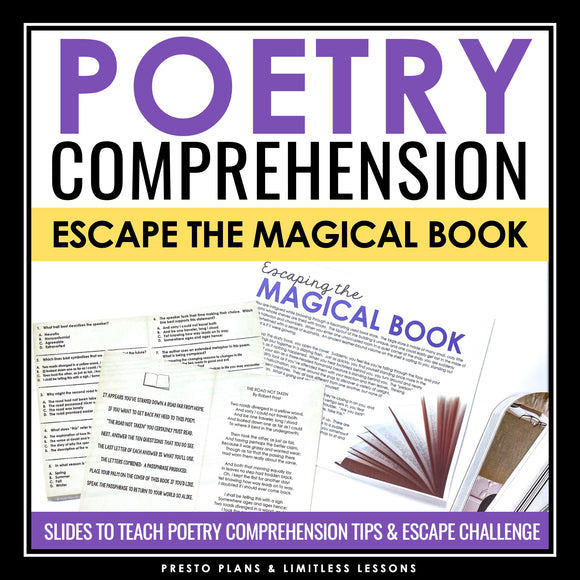 Poetry Reading Comprehension Slides & Escape Room Poem Reading Activity