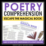Poetry Reading Comprehension Slides & Escape Room Poem Reading Activity