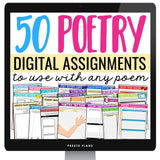 Poetry Assignments for Any Poem – 50 Digital Poetry Analysis Reading Activities