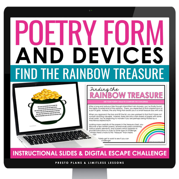 Poetry Figurative Language & Form Slides & Digital Escape Room Reading Activity