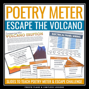 Poetry Meter and Rhythm Presentation & Poems Escape Room Reading Activity