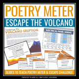 Poetry Meter and Rhythm Presentation & Poems Escape Room Reading Activity