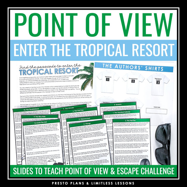 Point of View Slides & First, Second, and Third Person Reading Escape Activity