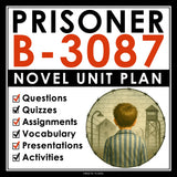 Prisoner B-3087 Unit Plan - Alan Gratz Novel Study Reading Unit